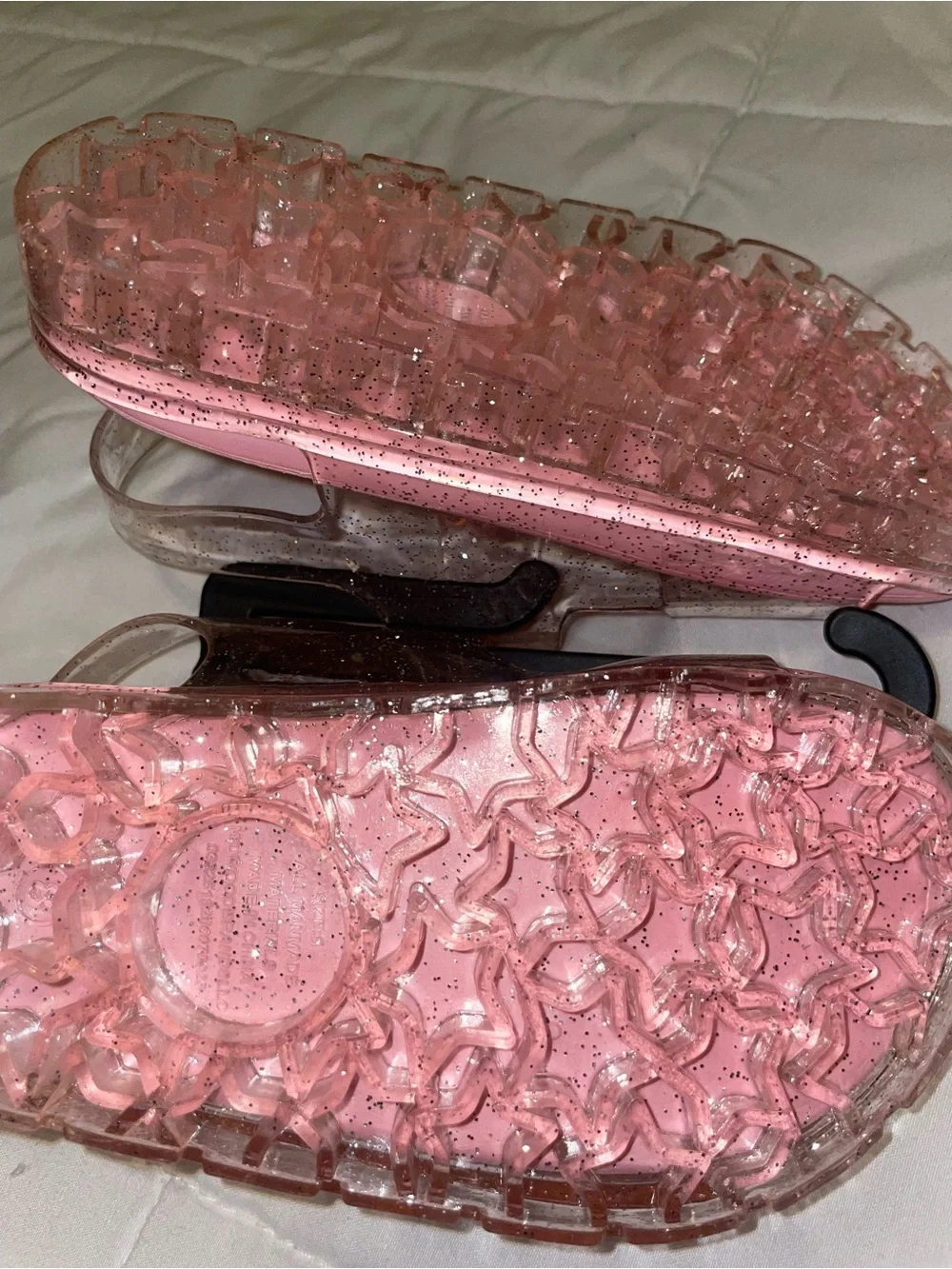 Kidgets Pink Glitter Jelly Sandals with Floral Buckles